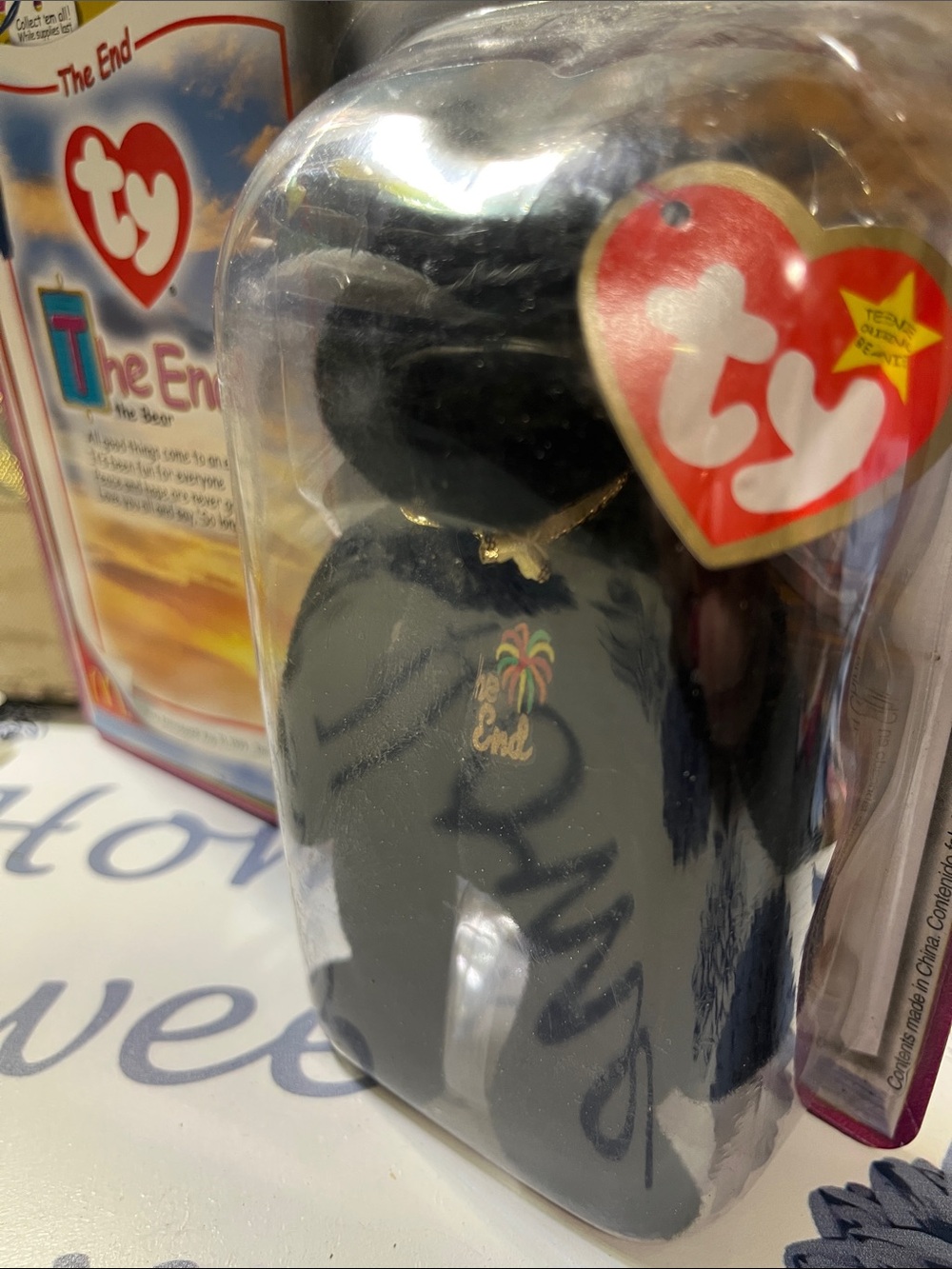 Ty Beanie baby - vintage 2000. The End Black Plush Bear with Embroidered Logo - Picture 3 of 3